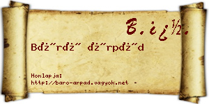 Báró Árpád névjegykártya