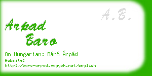 arpad baro business card